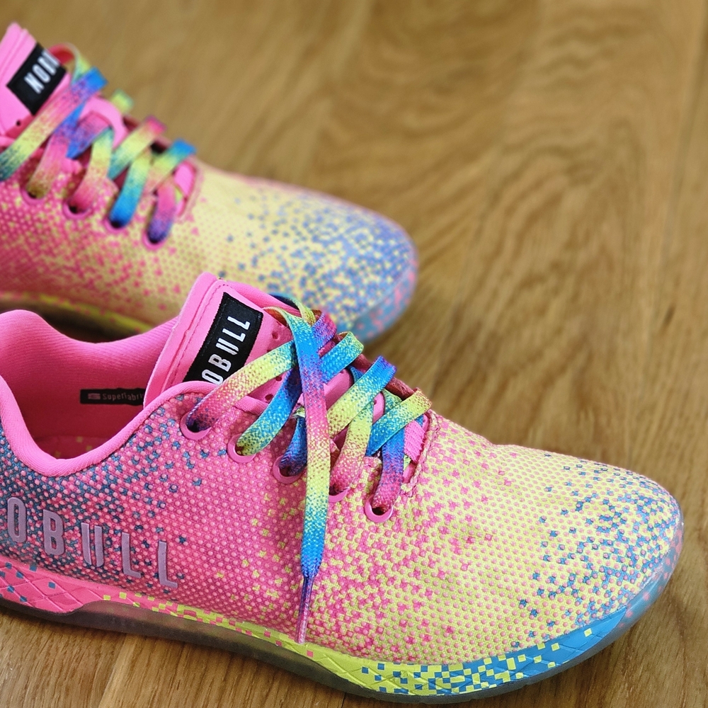 Colorful Athletic Sneakers with Pink and Yellow